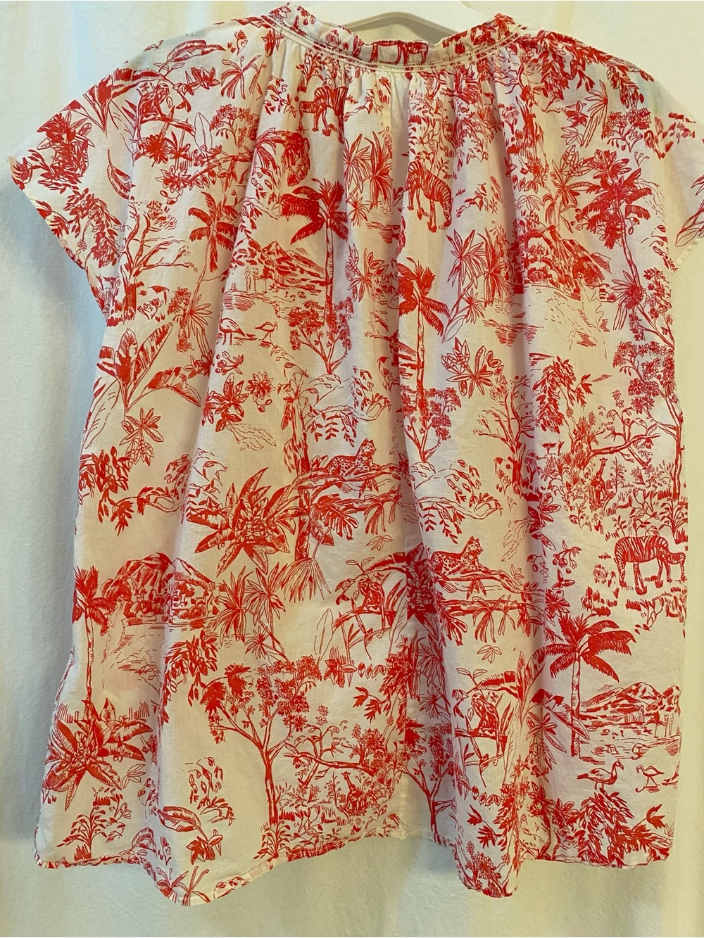H&M Red & White Cotton Short Sleeve Lightweight Pullover W/Tie. EUC. Sz Lg. - Picture 8 of 14